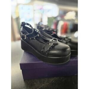 BYOMIGY Black T-Strap Platform Mary Jane Shoes - Goth Grunge Punk